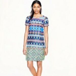 J.Crew Colorful Geometric Print Shift Dress Size 8
